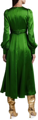 Andrew Gn Silk Full-Sleeve Midi Dress