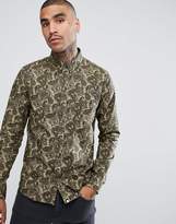 Thumbnail for your product : Pretty Green Ryder Paisley Long Sleeve Shirt In Green
