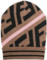 Thumbnail for your product : Fendi Kids FF motif intarsia-knit hat
