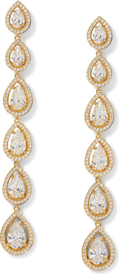 Nadri Radiant Pavé Pear Cubic Zirconia Linear Drop Earrings
