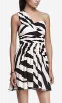 Thumbnail for your product : Express Zebra Print One Shoulder Ruched Dress