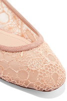 Thumbnail for your product : Nicholas Kirkwood Casati Faux Pearl-embellished Lace Ballet Flats - Blush