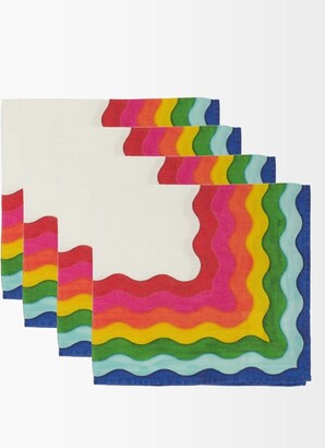 SUMMERILL & BISHOP Set Of Four Rainbow Striped-linen Napkins - Multi