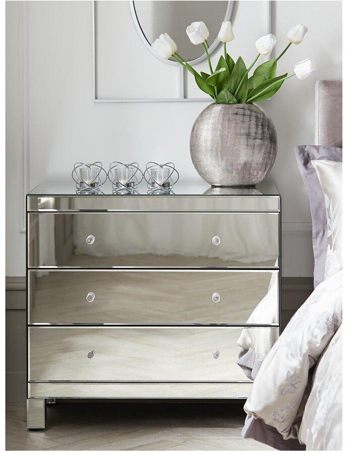 Parisian Ready Assembled Mirrored Wide 3 Drawer Chest ShopStyle Bedroom