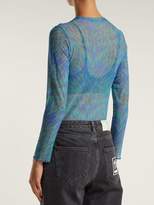 Thumbnail for your product : Aries Tiger Print Mesh Bodysuit - Womens - Blue