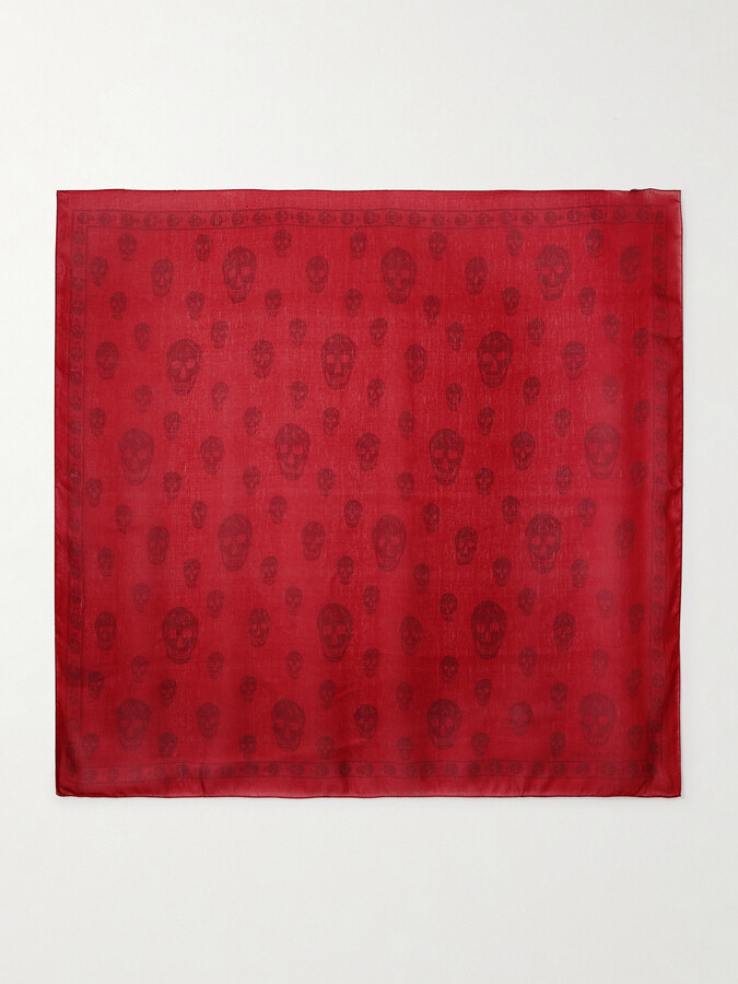 Alexander McQueen Printed Silk-chiffon Scarf - Red