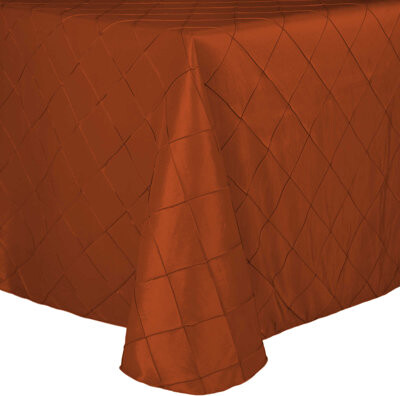 Ultimate Textile -10 Pack- Embroidered Pintuck Taffeta 132 X 132-Inch Square Tablecloth With Rounded Corners Persimmon Burnt Orange
