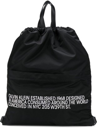 Calvin Klein Slogan Drawstring Backpack