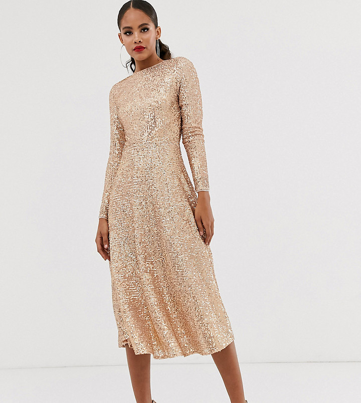 lipsy scatter sequin midi dress