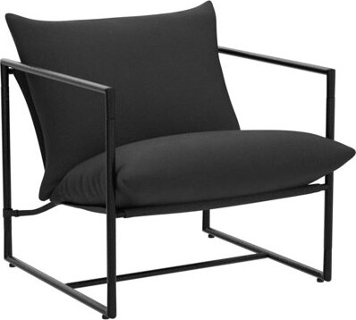 Aidan Sling Accent Chair, Metal Framed Armchair With Shredded Foam Cushioning, Black