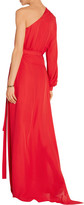 Thumbnail for your product : Rosetta Getty One-Sleeve Silk-Chiffon Wrap Gown