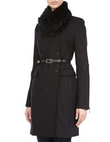 Thumbnail for your product : Dawn Levy Double-Breasted Fur-Collar Coat