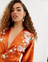 Thumbnail for your product : ASOS DESIGN Petite mini batwing dress with blossom floral embroidery