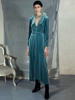 Thumbnail for your product : Luisa Beccaria Button Down Flared Velvet Midi Dress