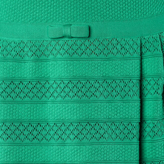 Valentino Green Textured Knit Pleated Dress L