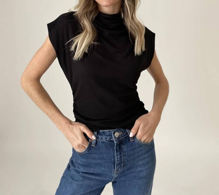 SIX/FIFTY Zoe Mock Neck Layering Top In Black - ShopStyle