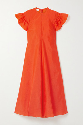 Beaufille Dorado Ruffled Stretch-crepe Midi Dress - Bright orange