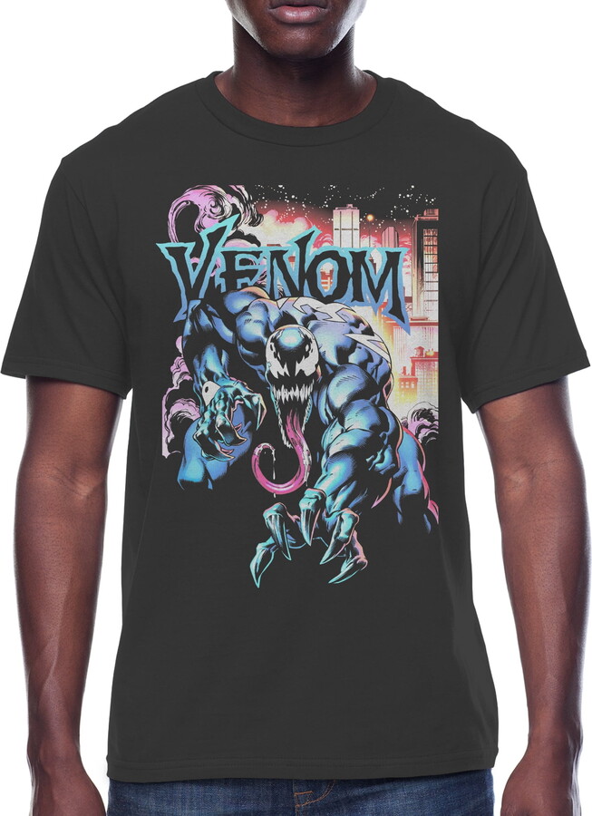 Venom Marvel, Men's & Big Men's Graphic Crew Neck T-Shirt, City Aflame, Sizes S-3XL