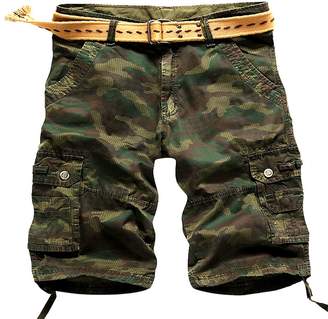 SiYang Man Men's Multi Pocket Cargo Shorts for Men Big and Tall Camouflage Shorts(No Belt)