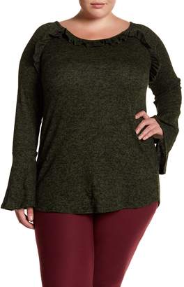 Planet Gold Long Bell Sleeve Ruffled Tee (Plus Size)