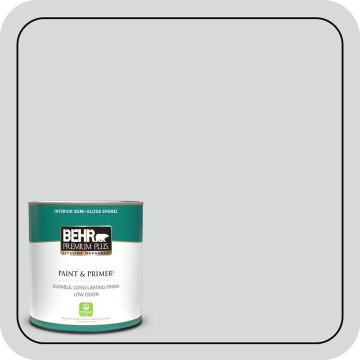 BEHR PREMIUM PLUS 1 qt. #MQ3-25 Gray Shimmer Semi-Gloss Enamel Low Odor Interior Paint & Primer