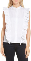 Thumbnail for your product : Halogen Ruffle Trim Stretch Poplin Top (Petite)