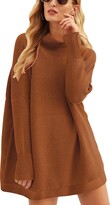 Thumbnail for your product : MOCEEP Women Casual Turtleneck Batwing Sleeve Slouchy Oversized Ribbed Knit Tunic Sweaters Pullover (Brown