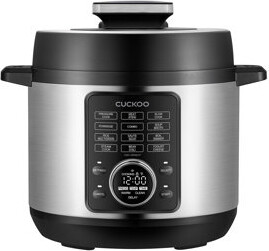 Cuckoo Electronics CUCKOO 8-In-1 Pressure Cooker/6 Quart 10 Menu Options: Steamer, Slow Cook, Sauté, Porridge, & More, User-Friendly LED Display, Stainless Steel Inner P
