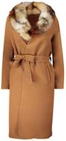Thumbnail for your product : boohoo Petite Faux Fur Collar Belted Coat