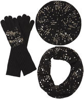 Thumbnail for your product : BCBGMAXAZRIA Sequined Scarf, Glove and Beanie Set