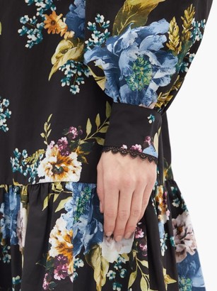Erdem Rydal Carnation Bouquet-print Cotton Dress - Black Print