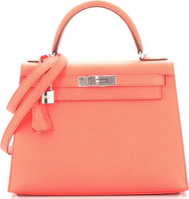 Hermes Kelly Handbag Rose Texas Epsom with Palladium Hardware 28 -  ShopStyle Shoulder Bags