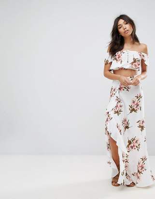 Flynn Skye Floral Maxi Skirt Co-Ord With Ruffle And Side Split