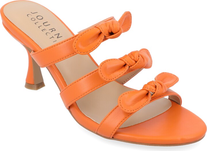 Journee Collection Womens Lilyann Multi Strap Stiletto Pointed Toe Pumps  Orange 10