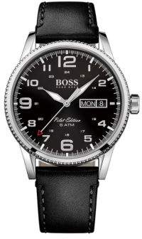 HUGO BOSS Pilot Stainless Steel and Leather Strap Watch
