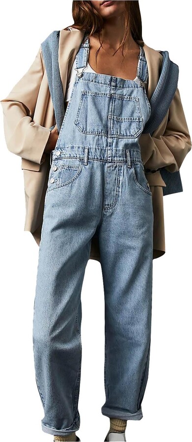 HAOLEI Womens Denim Dungarees Baggy Jeans Overalls Loose Fit Bib