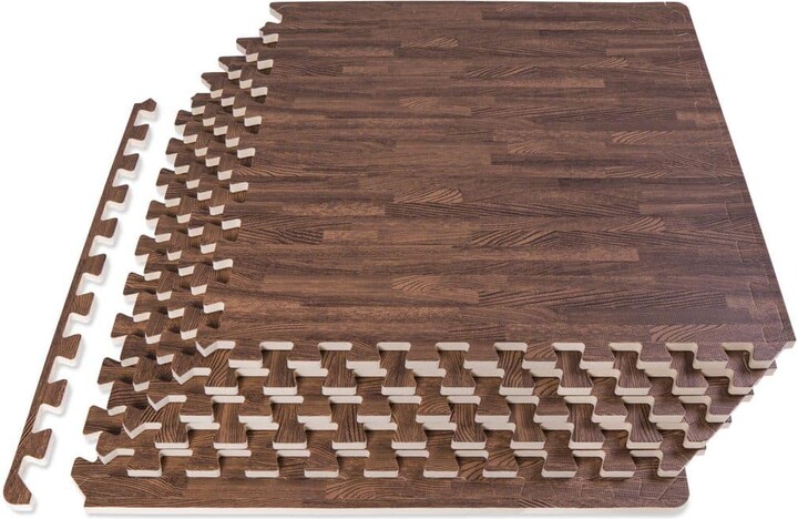 ProsourceFit Wood Grain Puzzle Mat Dark Oak 24 in. x 24 in. x 0.5 in. EVA Foam Interlocking Floor Tiles (24 sq. ft.) (6-Pack)