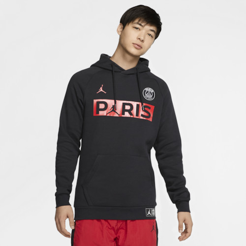 Jordan PSG Jumpman Fleece Hoodie Sweatshirt - Paris Saint Germain - Black /  Red - ShopStyle