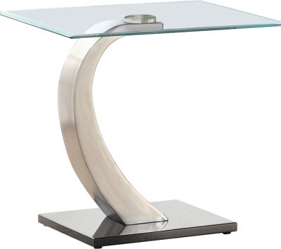 Latitude Run Silver Rectangular Glass Top Metal End Table With Contemporary Style, Finish, And Stable Black Platform, 23.5 Inches High, 24 Wide Soft Matte Foundati