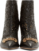 Thumbnail for your product : Charlotte Olympia Onyx Leather Floral Cut-Out Myrtle Ankle Boots