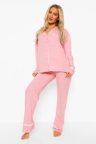 Thumbnail for your product : boohoo Maternity Jersey Button Long Sleeve Pyjama Set
