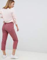 Thumbnail for your product : ASOS Petite DESIGN Petite high waist authentic straight leg jeans with back zip through rise detail in pink cord