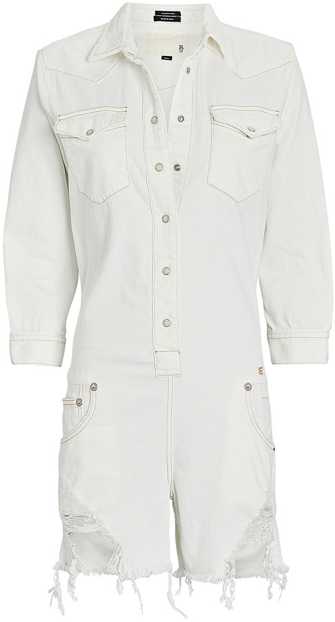 distressed denim romper