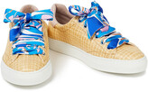 Thumbnail for your product : Emilio Pucci Leather-trimmed Faux Raffia Sneakers