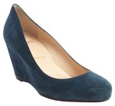 Thumbnail for your product : Christian Louboutin blue khol suede 'Melisa 70' wedge pumps