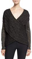 Thumbnail for your product : Derek Lam 10 Crosby Cross-Front Metallic Wool-Blend Sweater, Black/Gold