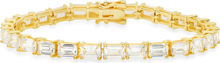 Kylie Harper Gold Emerald Cut Diamond Cz Tennis Bracelet