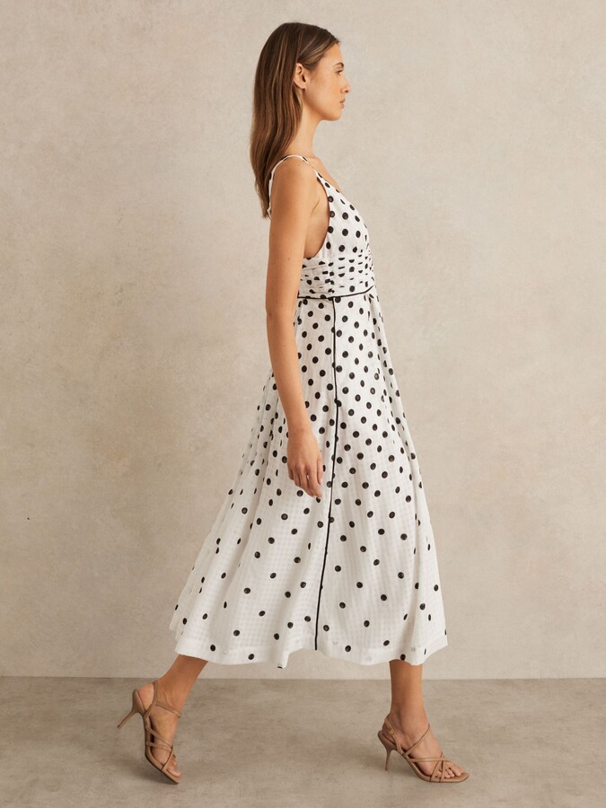 Polka Dot Macy's Black Calvin Klein Dress Black And White