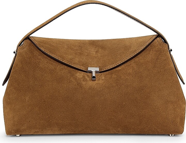 Totême Women's T-Lock Suede Top Handle Bag - Tobacco