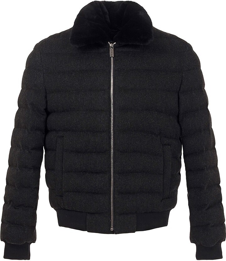 Quilted Wool-Blend Down Jacket
